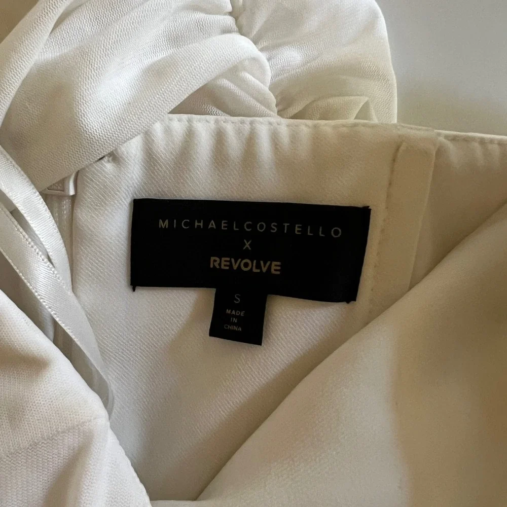 Michael Costello x REVOLVE India Dress White Ruched‎ Strapless Midi Small